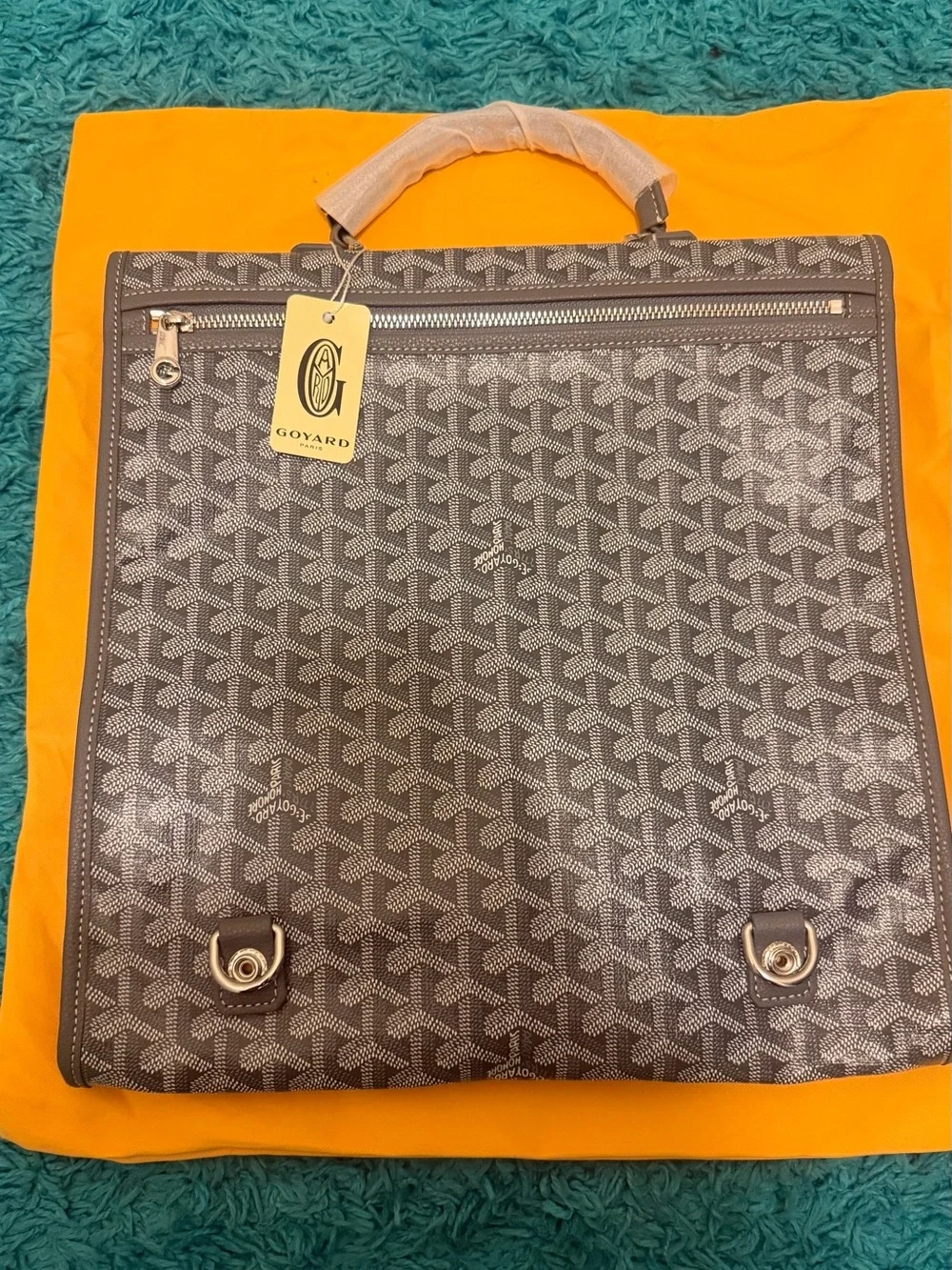 Goyard Gray Chevron Briefcase Tote